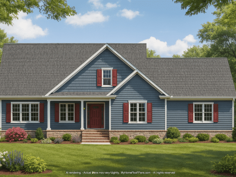 Charming 3-Bedroom House Plan with Spacious Floor Plan and CAD Design