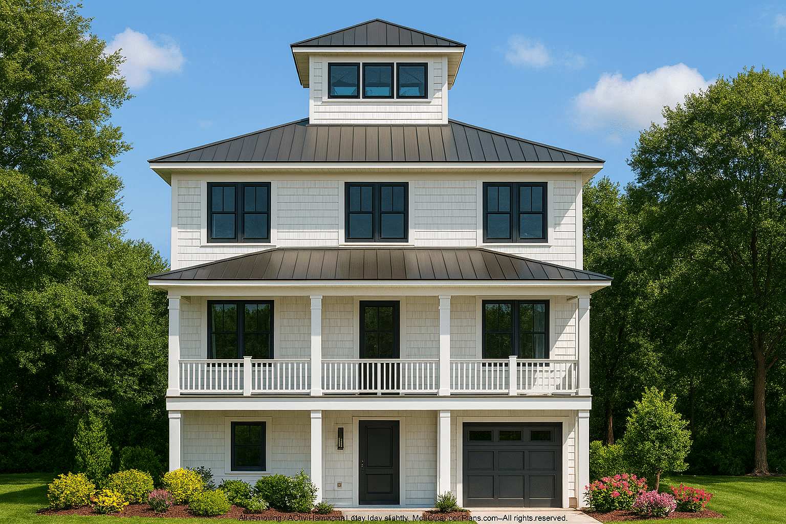 Charming 3-Story Home Plan with Coastal Architecture and CAD Design