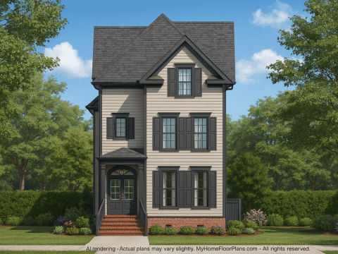 Charming 3-Story Victorian Home Plan with Detailed CAD Designs