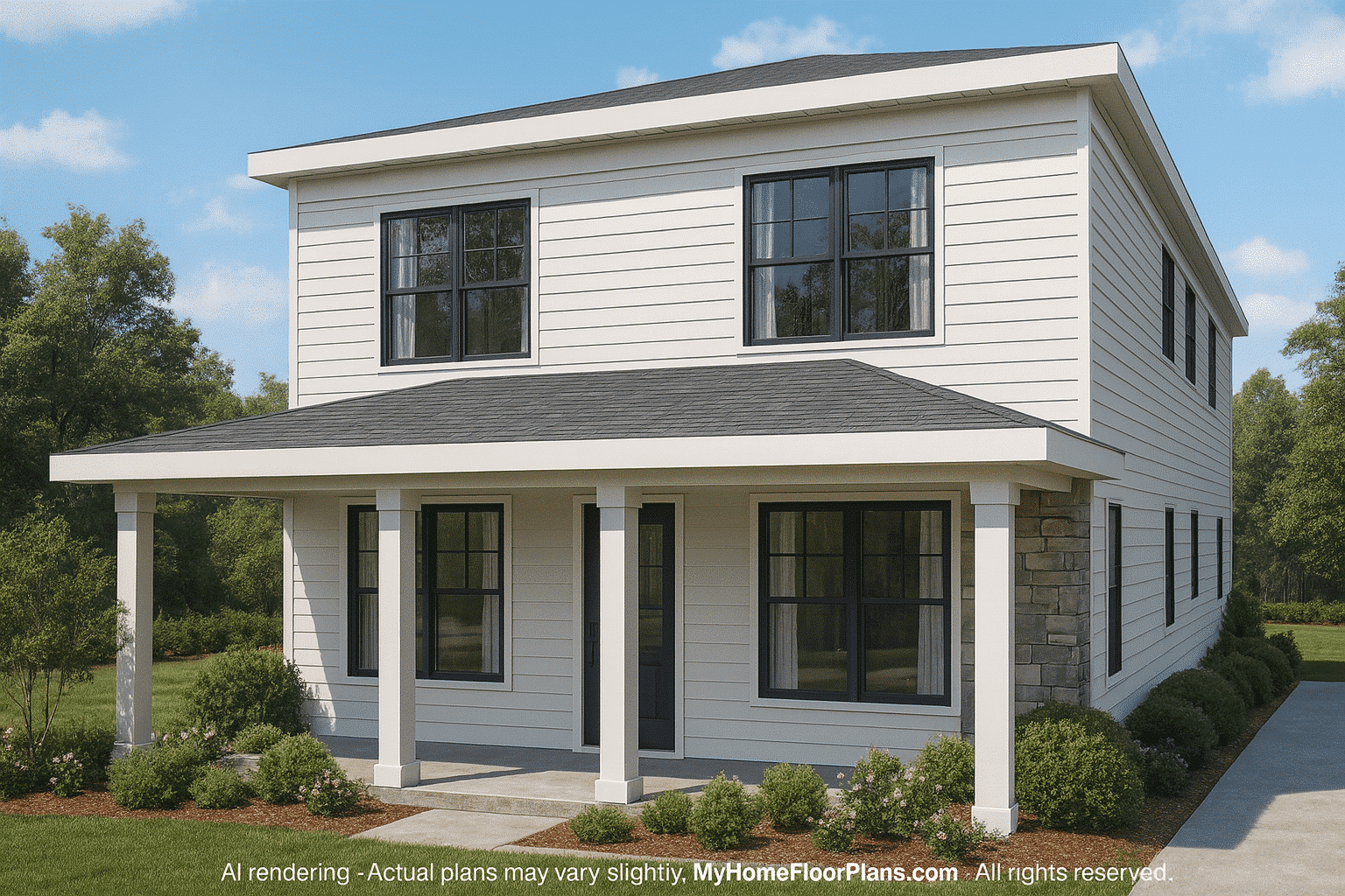 Charming 5-Bedroom House Plan with Bonus Room and Modern Layout