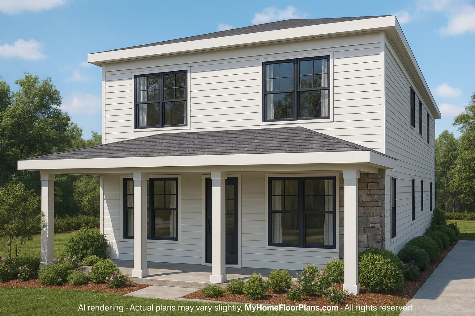 Charming 5-Bedroom House Plan with Bonus Room and Modern Layout