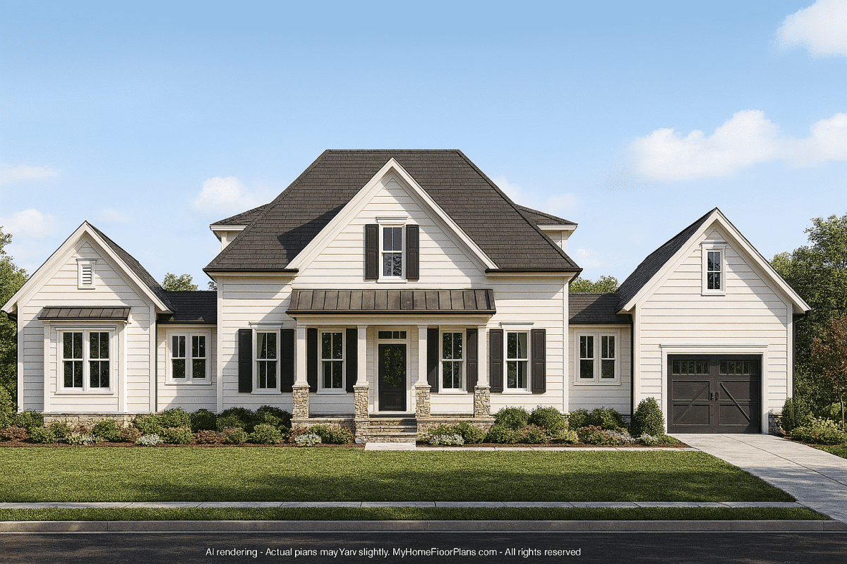 Charming Barn-Style Home Plan with 2 Floors and Open Design