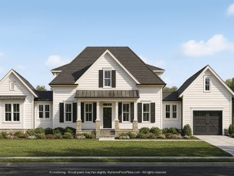Charming Barn-Style Home Plan with 2 Floors and Open Design