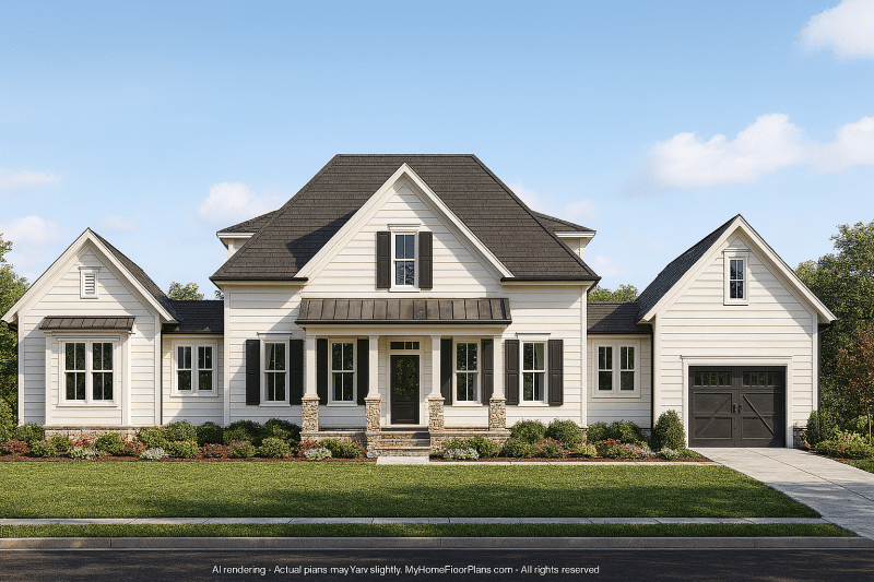 Charming Barn-Style Home Plan with 2 Floors and Open Design
