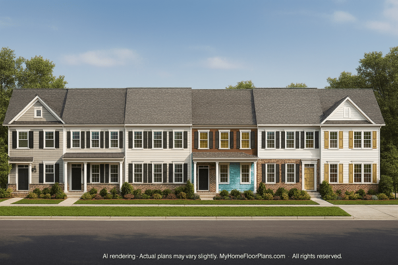 Charming Colonial Revival Townhome with CAD Blueprints & Elegant Details