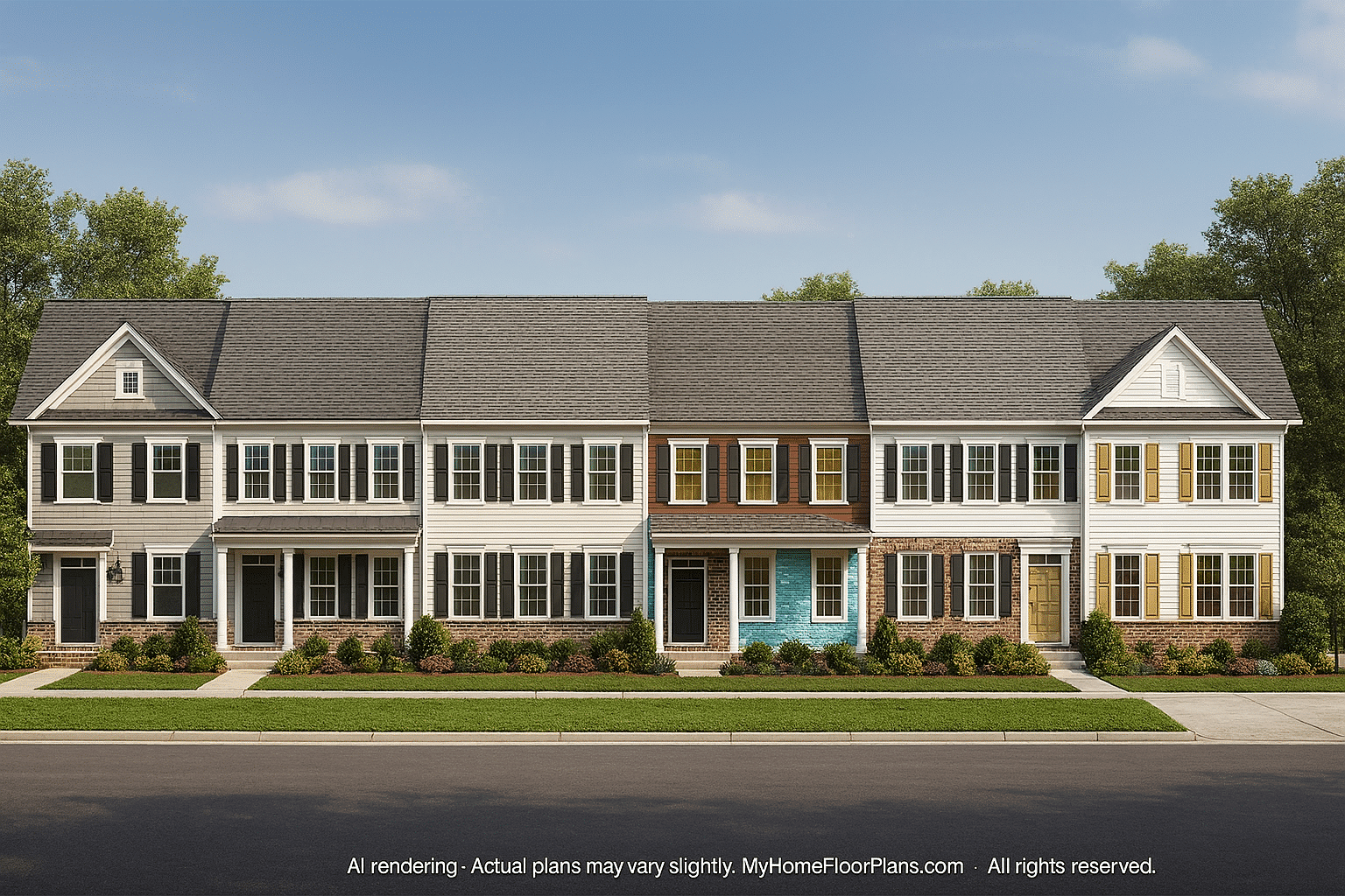 Charming Colonial Revival Townhome with CAD Blueprints & Elegant Details