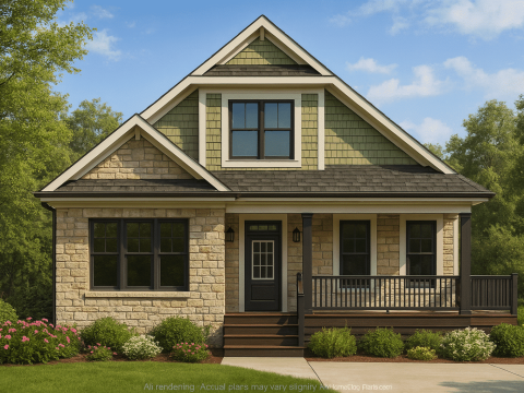 Charming Cottage-Style House Plan with Detached Garage and Open Layout