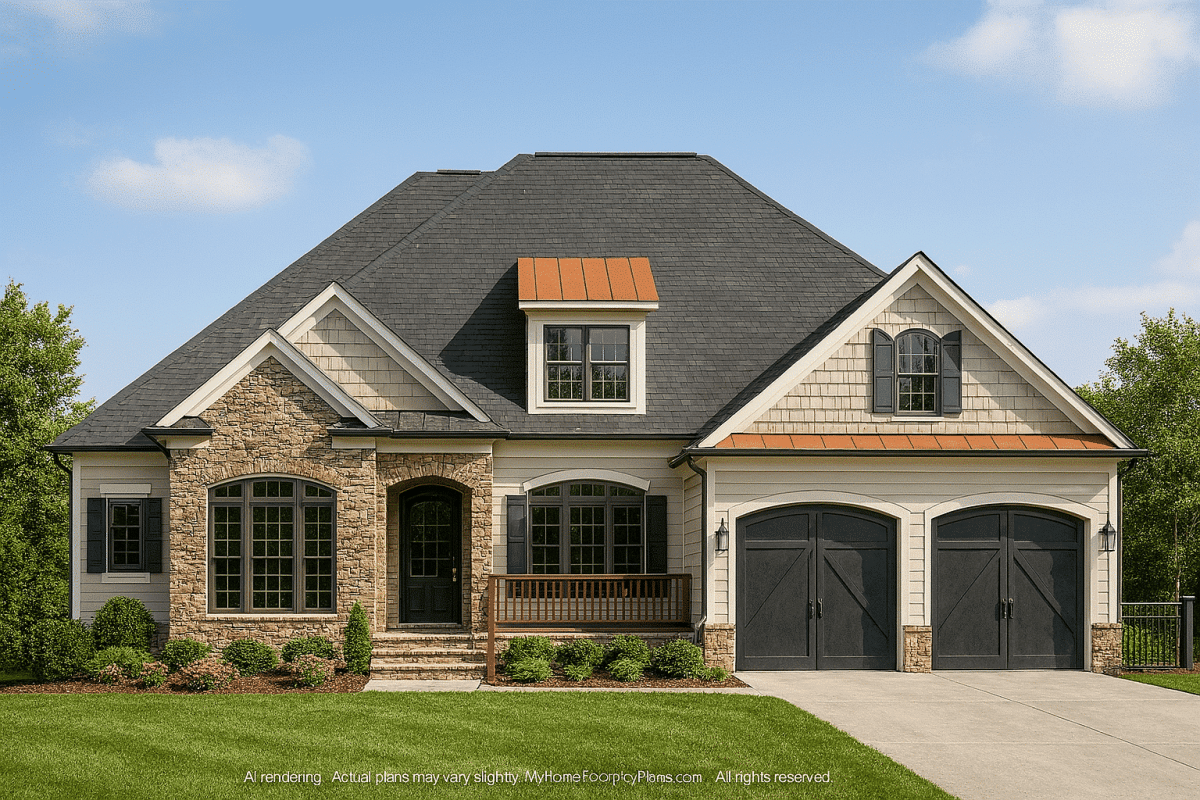 Charming Craftsman Home Plan with 1.5 Floors and CAD Blueprints