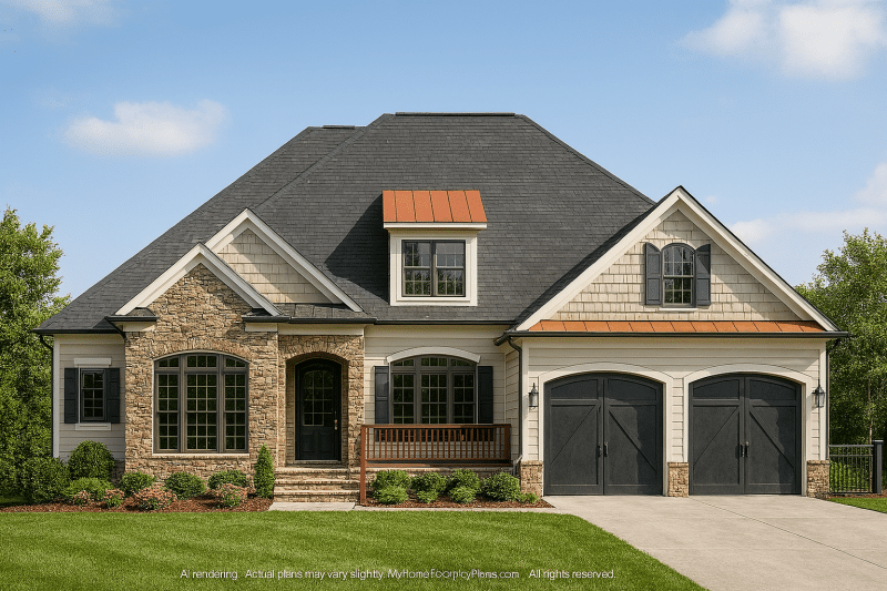 Charming Craftsman Home Plan with 1.5 Floors and CAD Blueprints