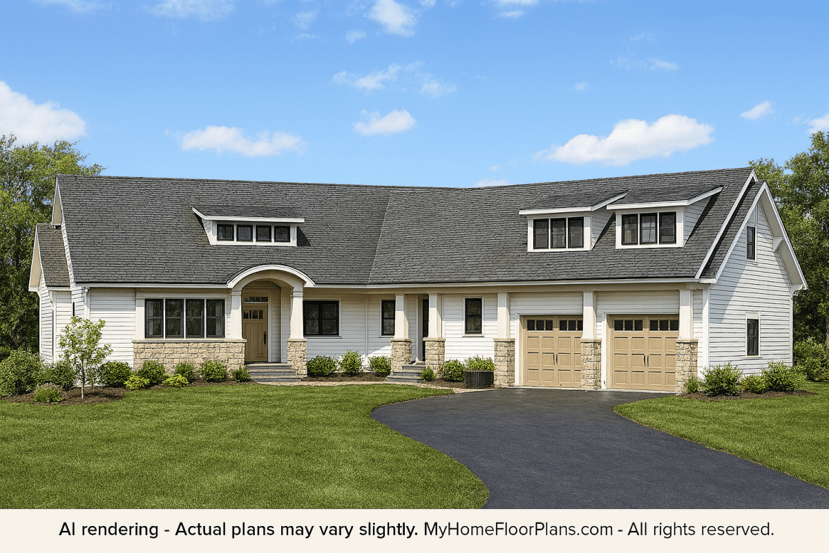 Charming Craftsman House Plan with 1.5 Floors and Angled Garage