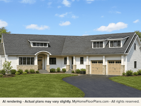 Charming Craftsman House Plan with 1.5 Floors and Angled Garage
