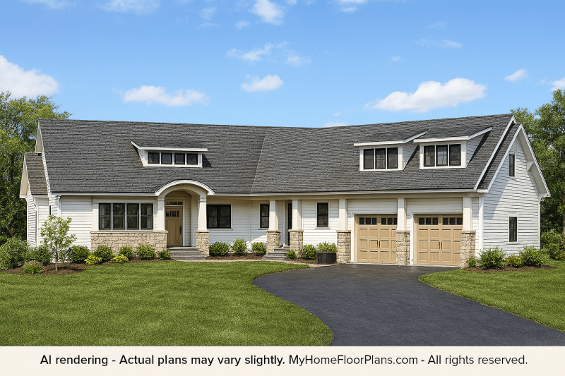 Charming Craftsman House Plan with 1.5 Floors and Angled Garage