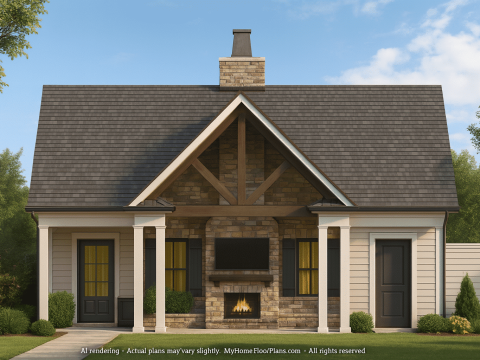 Charming Pool House Floor Plan with Craftsman Touch