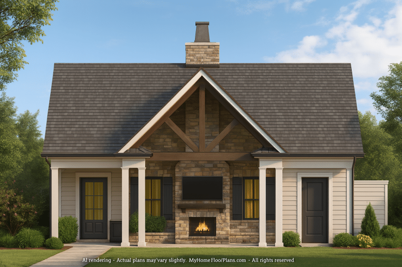 Charming Pool House Floor Plan with Craftsman Touch