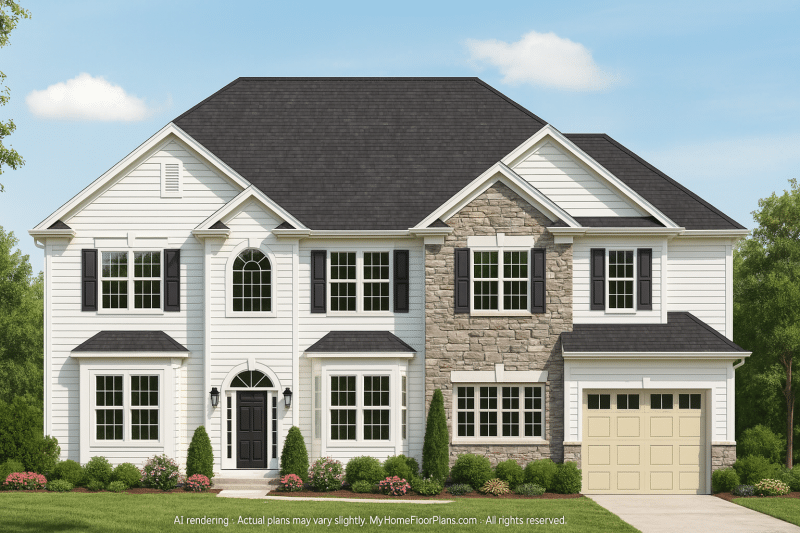Classic 2-Story House Plan with 6 Bedrooms and CAD Blueprints