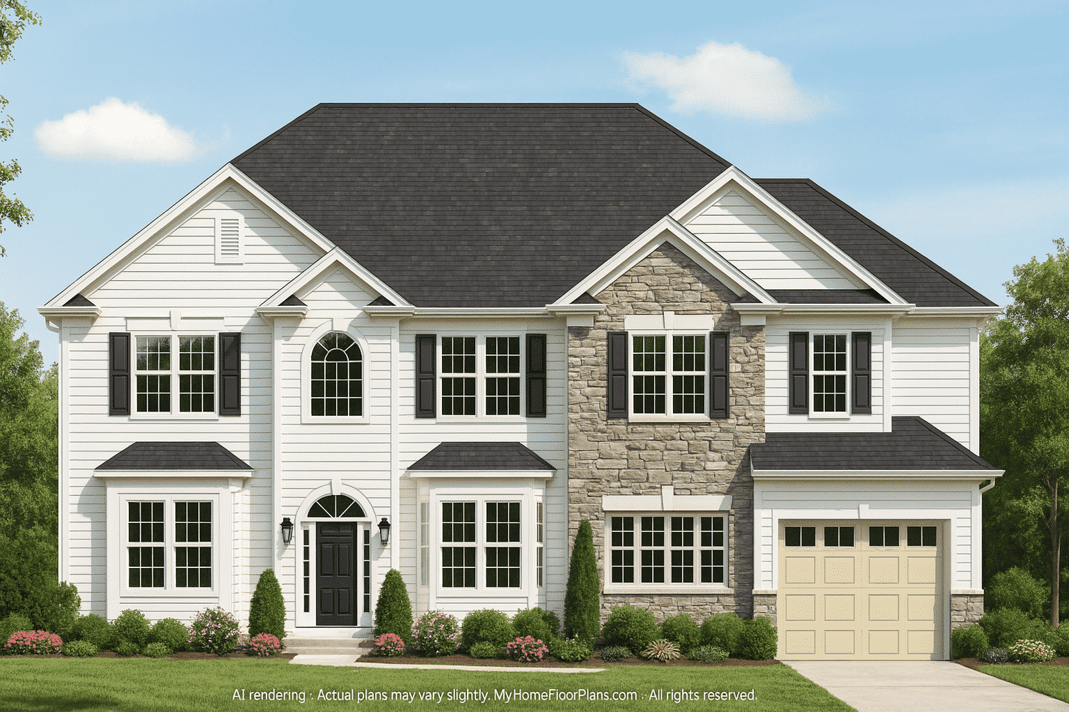 Classic 2-Story House Plan with 6 Bedrooms and CAD Blueprints