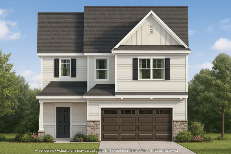 Classic 2-Story House Plan with Brick and Stone Curb Appeal