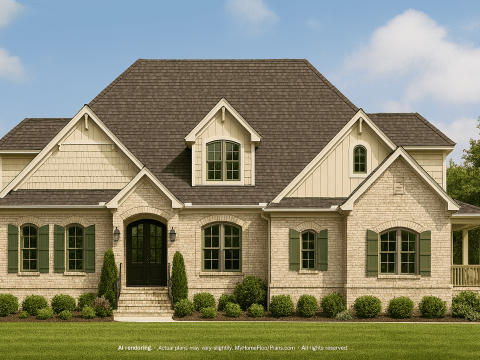 Classic 2-Story House Plan with Vaulted Ceilings & CAD Blueprints