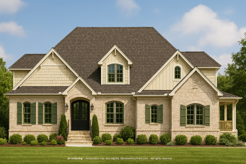 Classic 2-Story House Plan with Vaulted Ceilings & CAD Blueprints