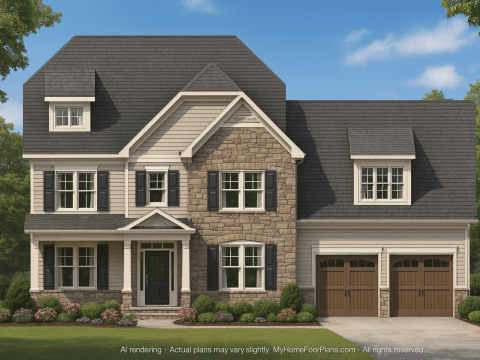 Classic Colonial Farmhouse Home Plan with 2.5 Floors & CAD