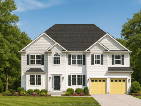 Classic Suburban Home Plan 6-Bedroom Layout with CAD Blueprints
