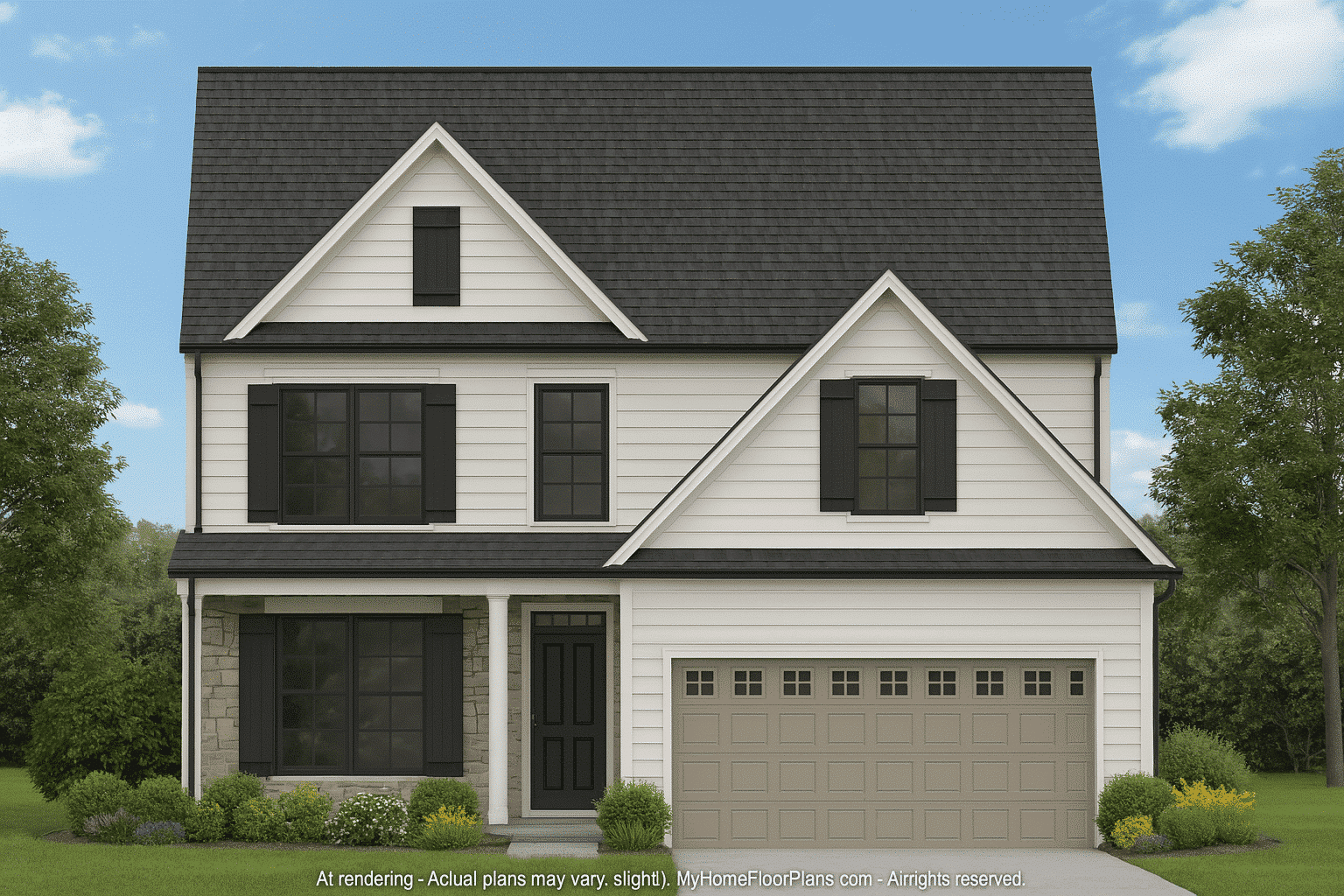 Classic Suburban Home Plan with 3 Stories and CAD Designs