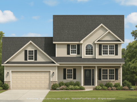 Classic Suburban Home Plan with 4 Bedrooms and CAD Designs