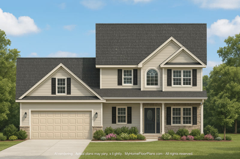 Classic Suburban Home Plan with 4 Bedrooms and CAD Designs