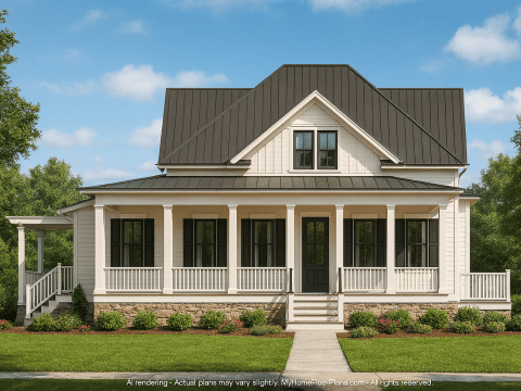 Coastal 2-Story House Plan with Breezeway & Detached Garage