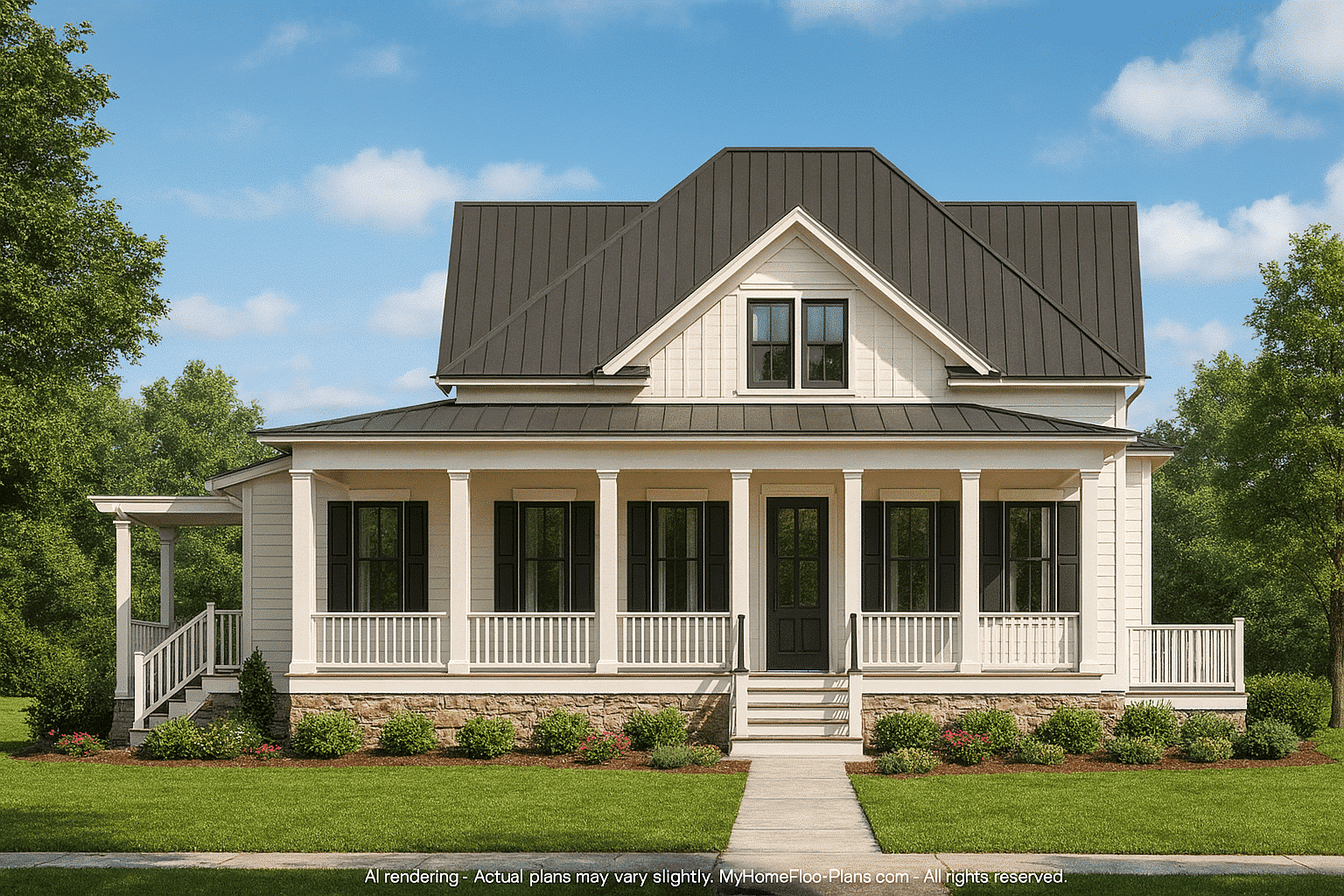 Coastal 2-Story House Plan with Breezeway & Detached Garage