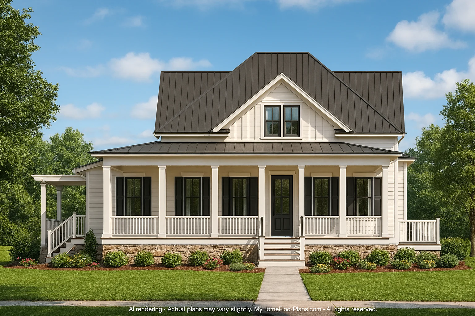 Coastal 2-Story House Plan with Breezeway & Detached Garage
