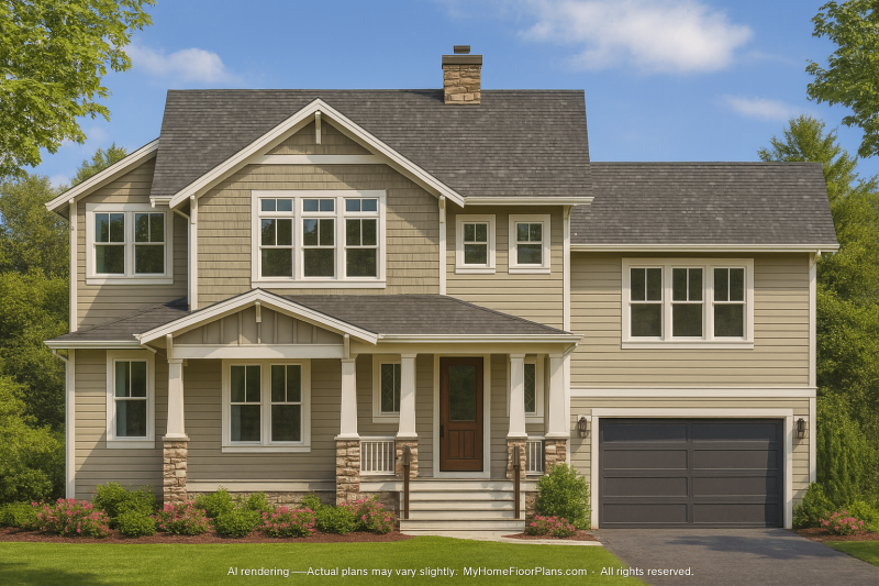 Coastal 2-Story House Plan with Covered Porches & CAD Blueprints