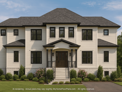 Coastal 2.5-Story Home Plan 5-Bed, 4-Bath, CAD Blueprint