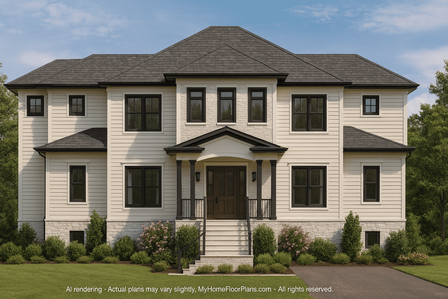 Coastal 2.5-Story Home Plan 5-Bed, 4-Bath, CAD Blueprint
