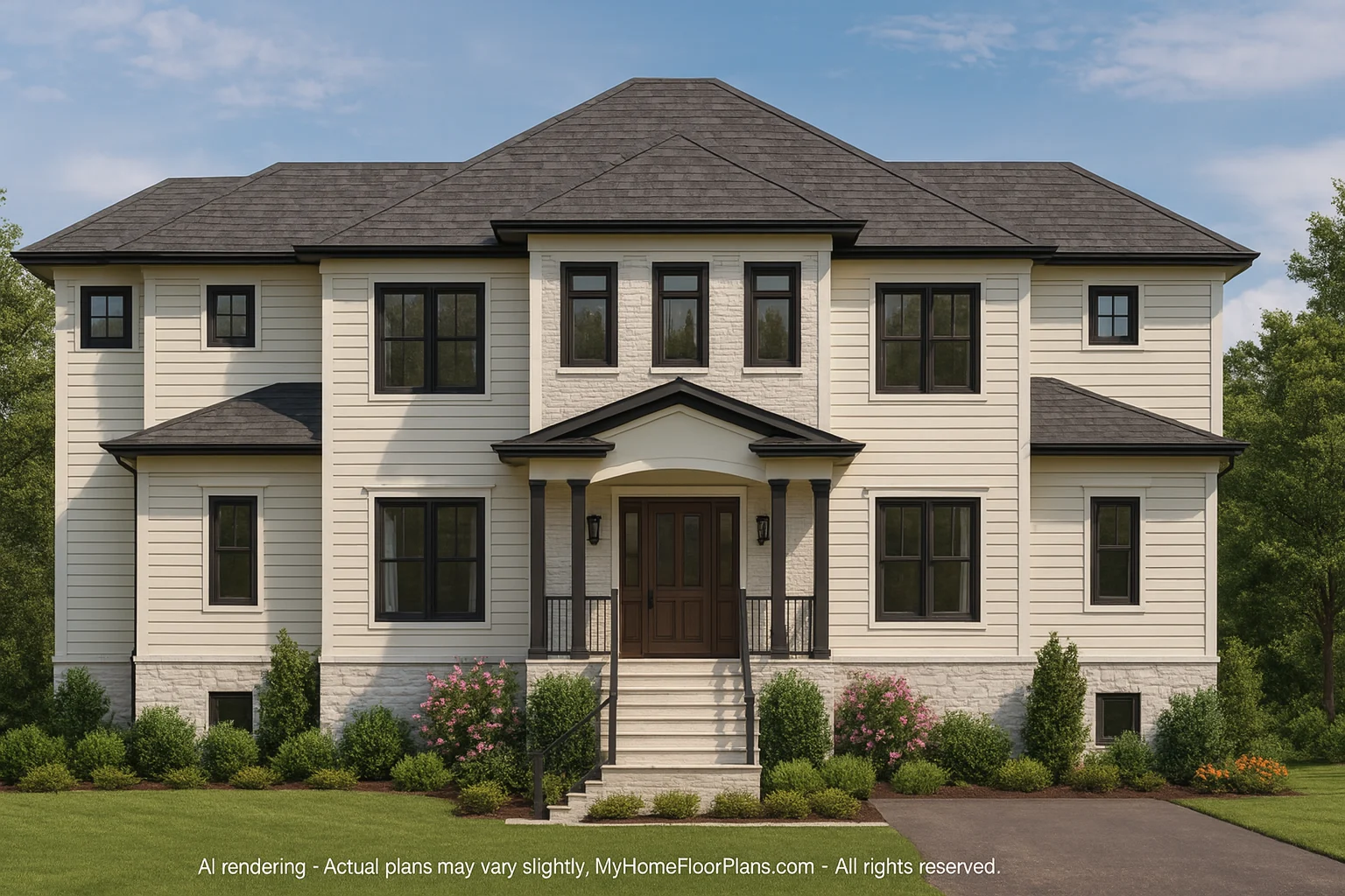 Coastal 2.5-Story Home Plan 5-Bed, 4-Bath, CAD Blueprint