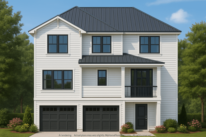 Coastal 4-Bedroom Home Floor Plan 3086 Sq Ft,2.5 Story