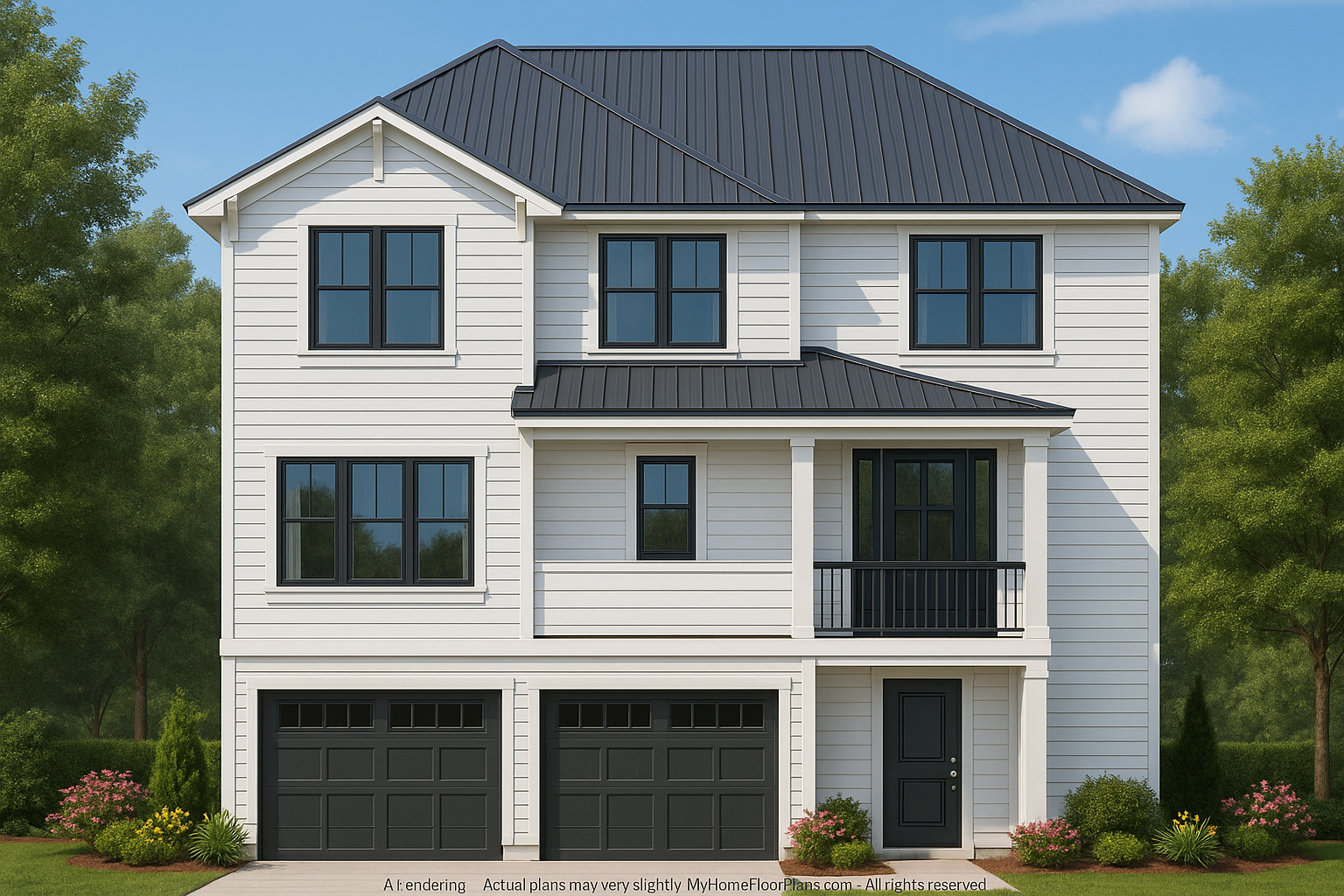 Coastal 4-Bedroom Home Floor Plan 3086 Sq Ft,2.5 Story