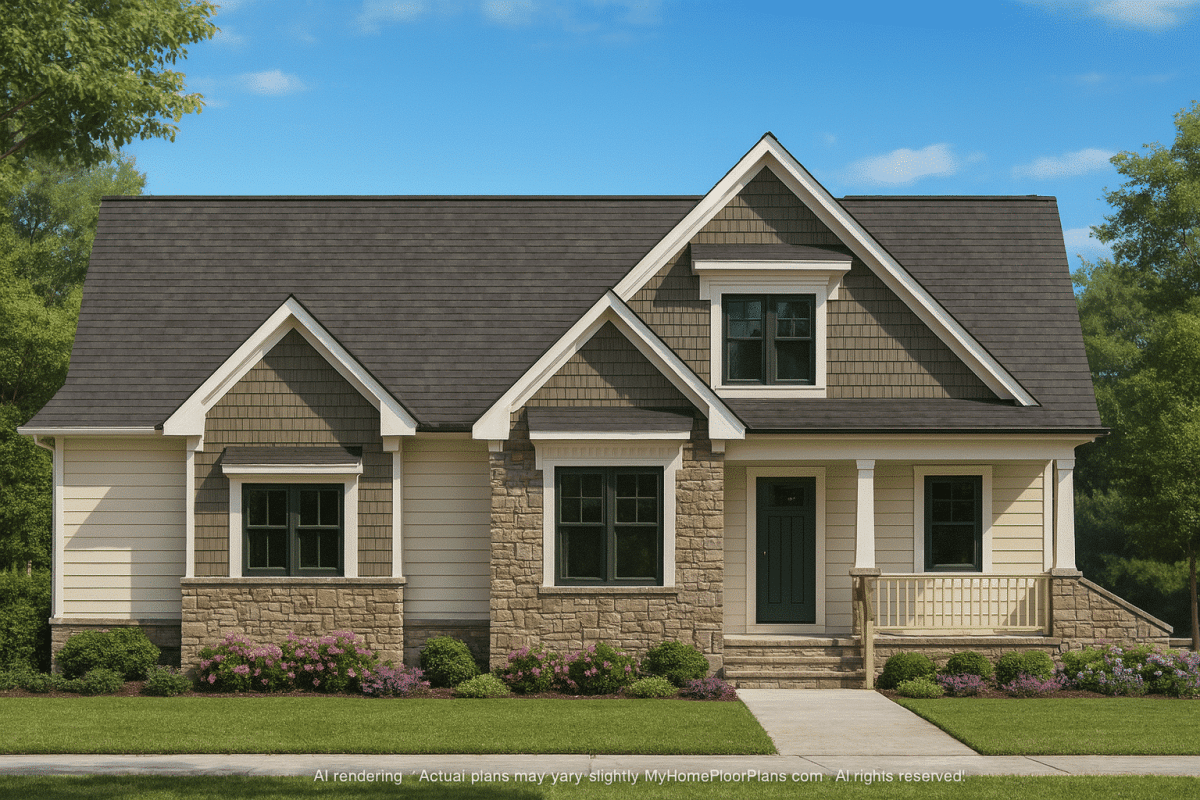 Coastal Craftsman Home Floor Plan 3 Bed, 2 Bath, 2 Story