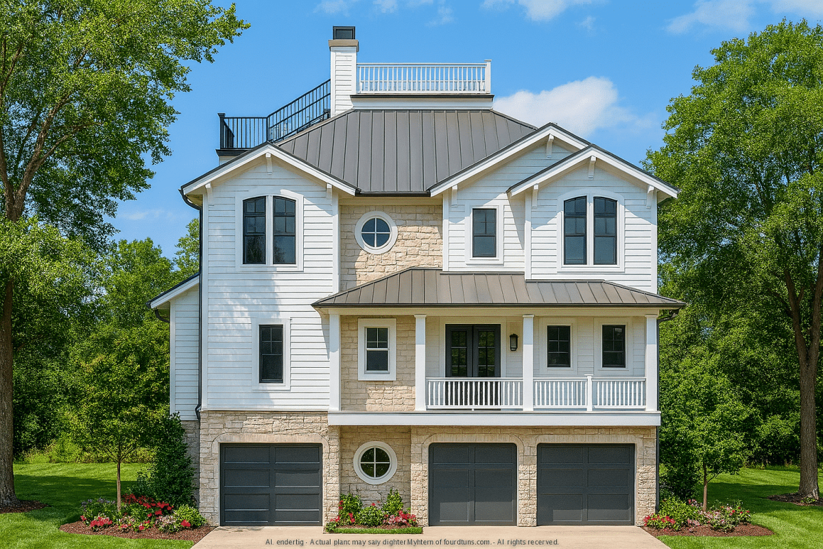 Coastal House Floor Plan with CAD Blueprints & Elegant Outdoor Living