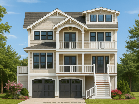 Coastal House Plan with 3 Stories, Piling Foundation & Bonus Features