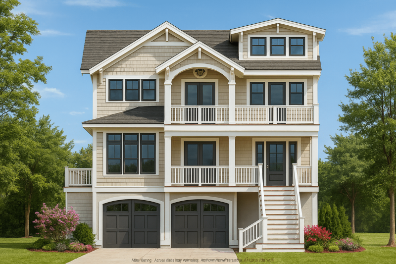 Coastal House Plan with 3 Stories, Piling Foundation & Bonus Features