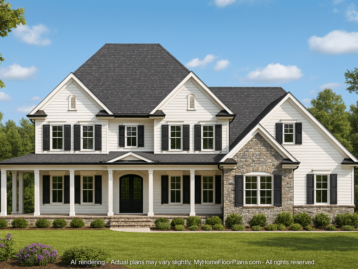 Colonial 2.5-Story House Plan with 4 Bedrooms, Basement & CAD Blueprints
