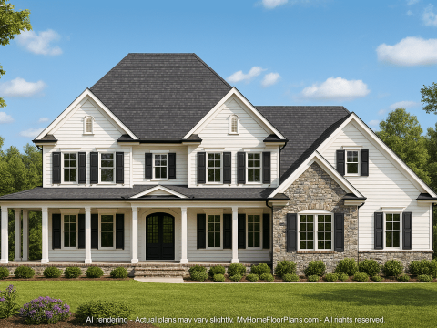 Colonial 2.5-Story House Plan with 4 Bedrooms, Basement & CAD Blueprints
