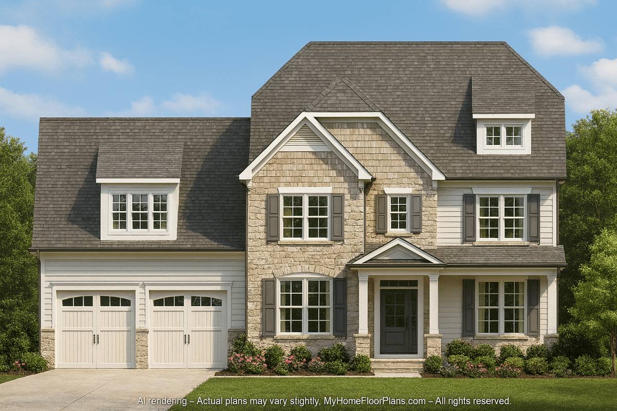 Colonial Craftsman Home Plan Featuring 3 Floors & CAD Designs
