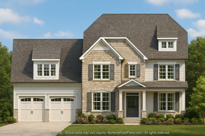 Colonial Craftsman Home Plan Featuring 3 Floors & CAD Designs