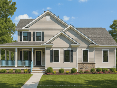 Colonial Farmhouse CAD Home Floor Plan with Traditional Designs
