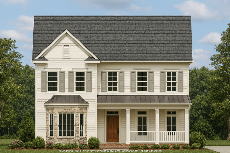 Colonial Farmhouse Home Plan – 5 Bedrooms, 4 Baths with Classic Charm