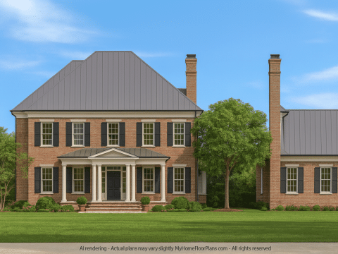 Colonial Home Plan with Detailed Blueprint and CAD Designs