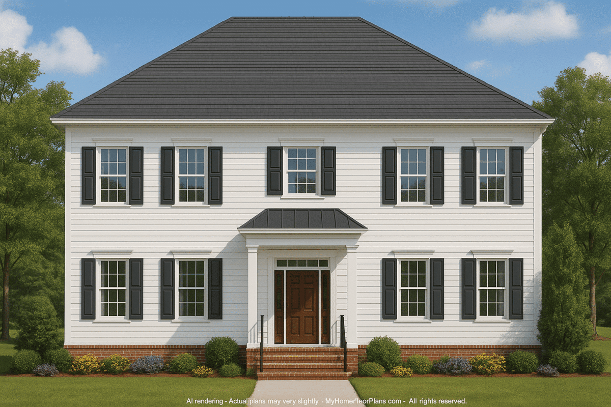 Colonial Revival Home Floor Plan with Timeless Indoor-Outdoor Layout