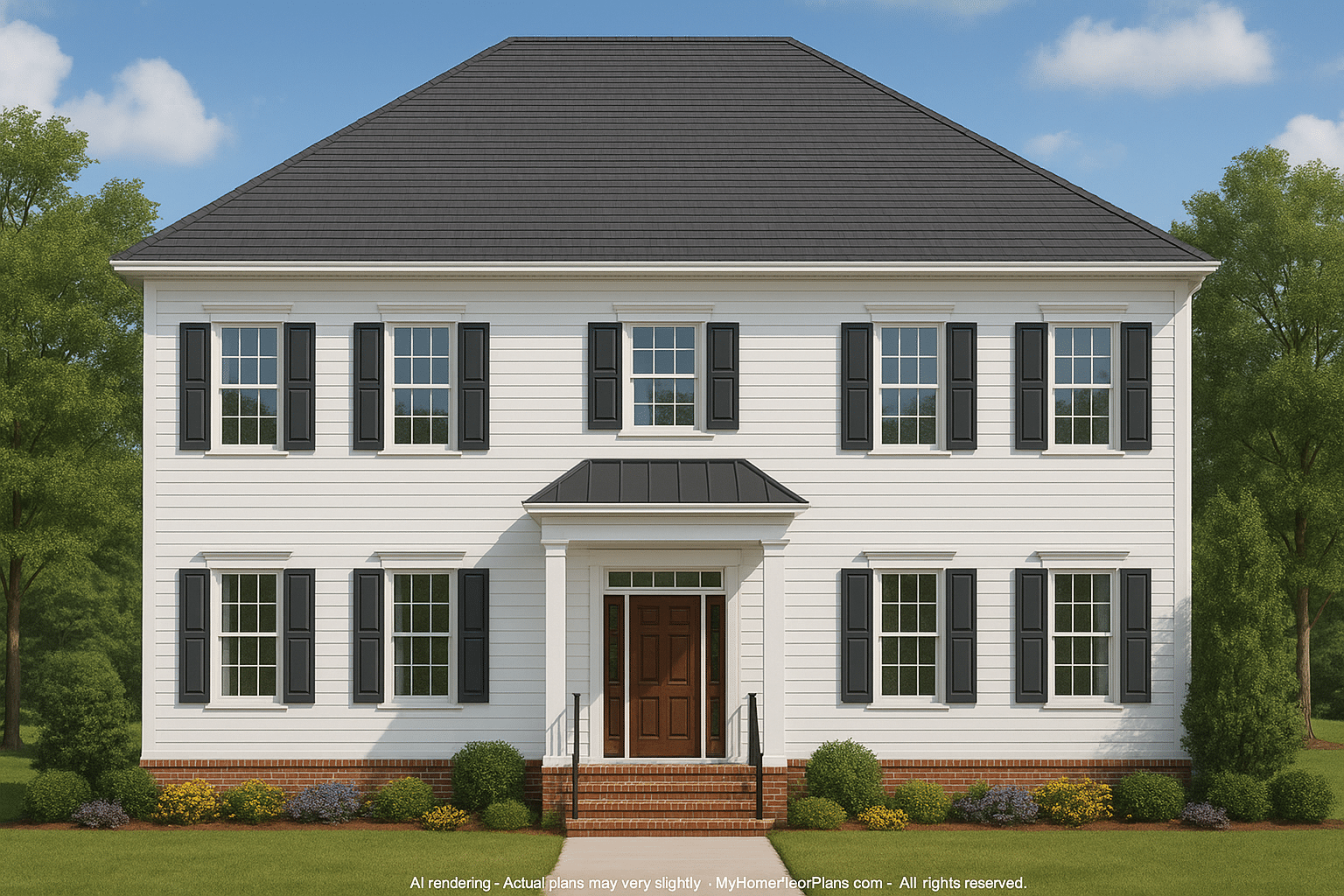 Colonial Revival Home Floor Plan with Timeless Indoor-Outdoor Layout